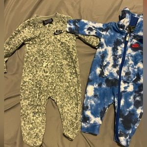 Two Nike Pajamas. One with a hood and the other without. Size 0-3 month.